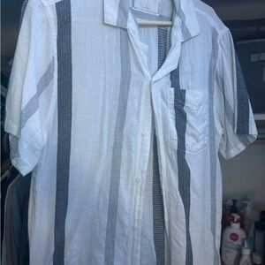 Hollister White and Blue Casual Button Down Shirt